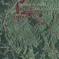 Second close-up of the map of Utuado, Puerto Rico print showing more streets and buildings