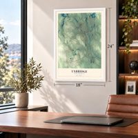 Uxbridge, Massachusetts map, 18 x 24 inch print in a white frame in a home office