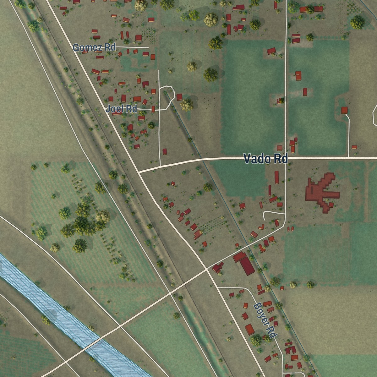 Second close-up of the map of Vado, New Mexico print showing more streets and buildings