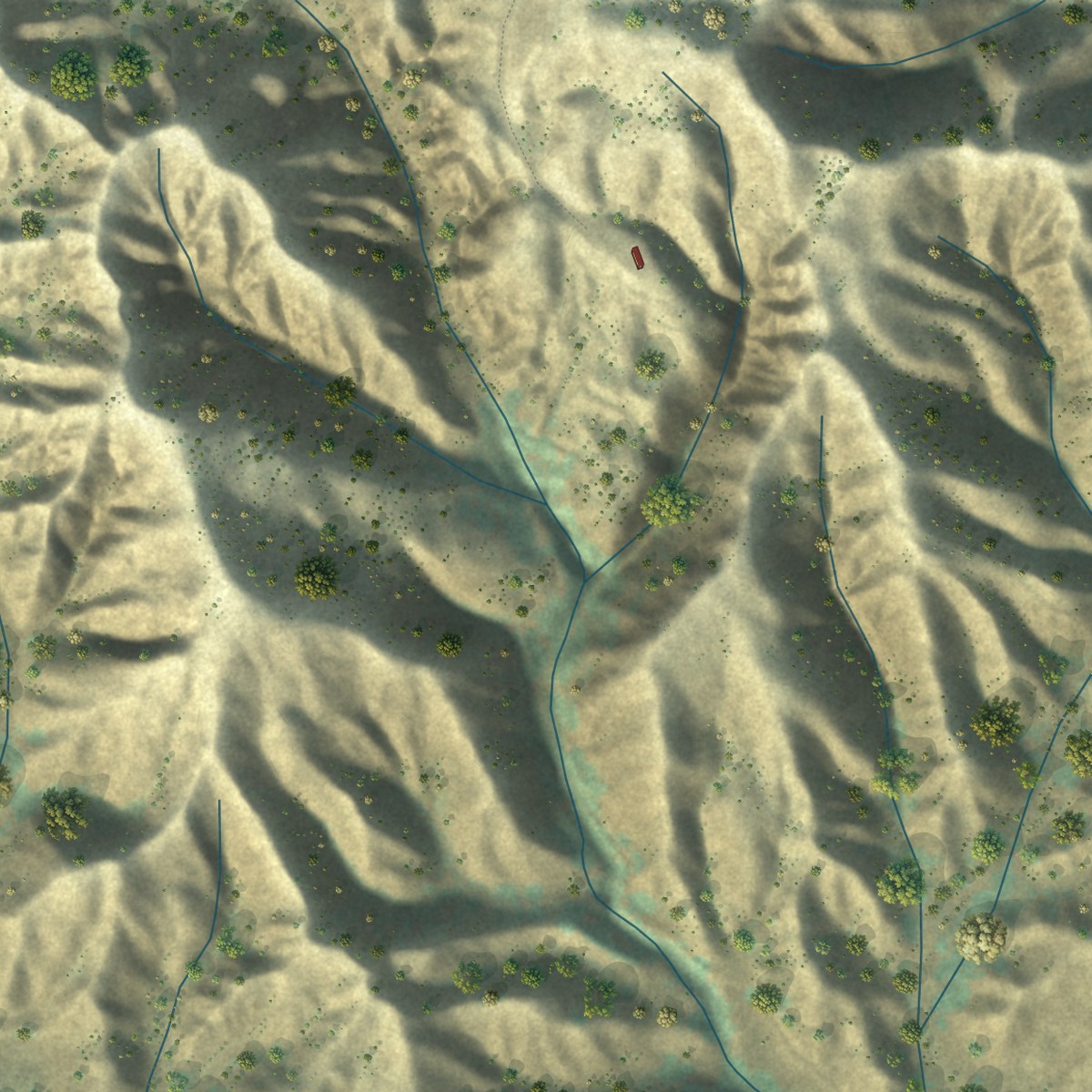 Second close-up of the map of Val Verde, California print showing more streets and buildings