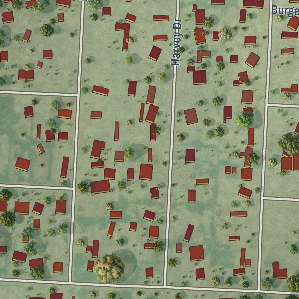 Second close-up of the map of Val Verde Park, Texas print showing more streets and buildings