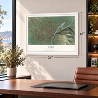 Vale, Oregon map, 18 x 24 inch print in a white frame in a home office