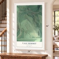 Vale Summit, Maryland map, 24 x 36 inch print in a white frame by a staircase
