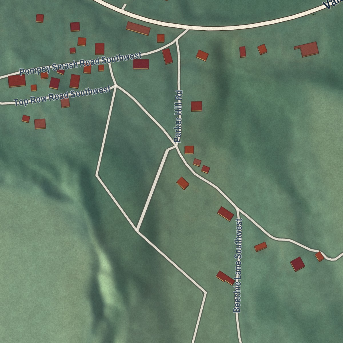 Second close-up of the map of Vale Summit, Maryland print showing more streets and buildings