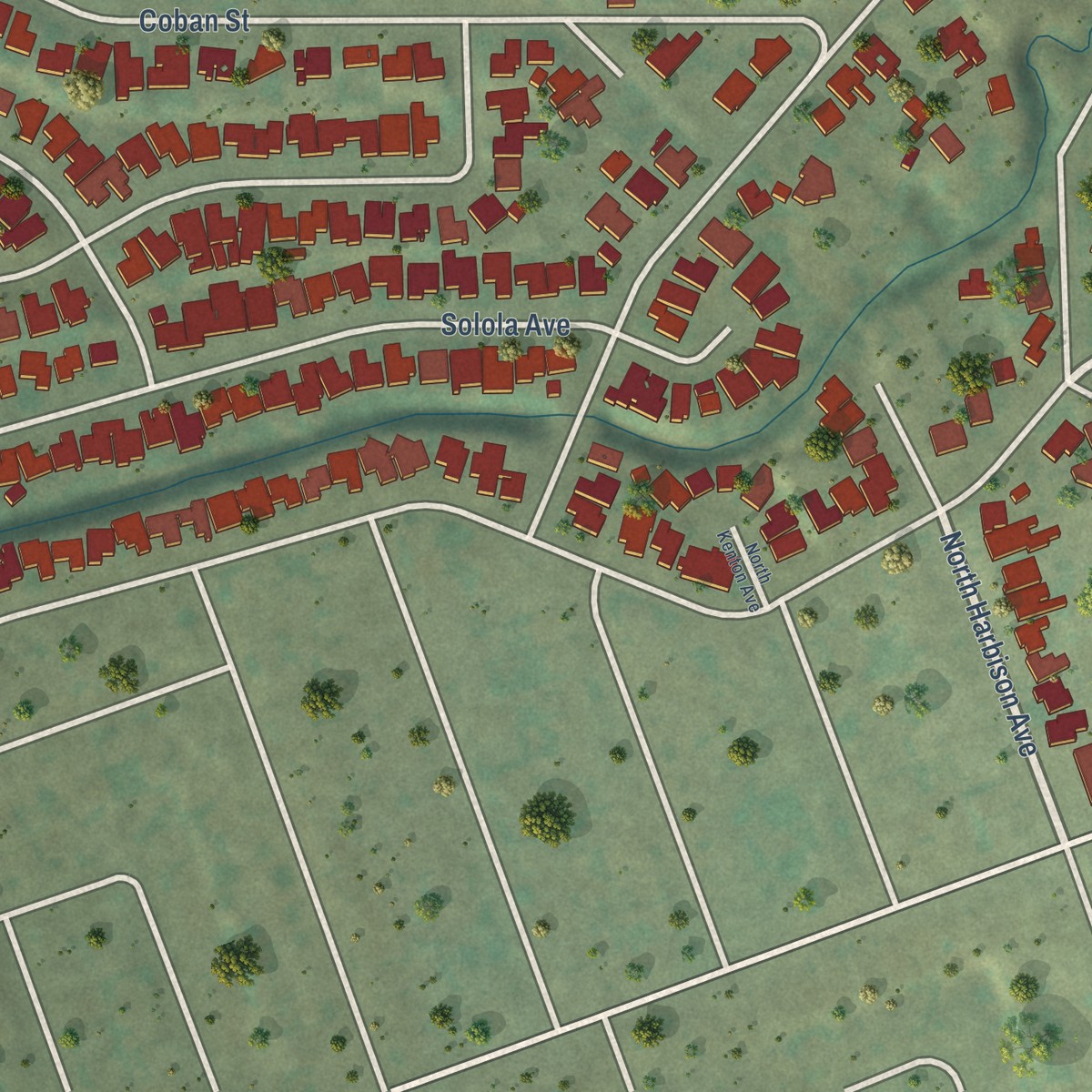 Second close-up of the map of Valencia Park, California print showing more streets and buildings