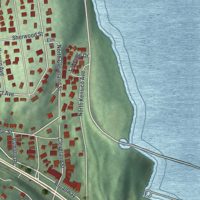Second close-up of the map of Valhalla, New York print showing more streets and buildings