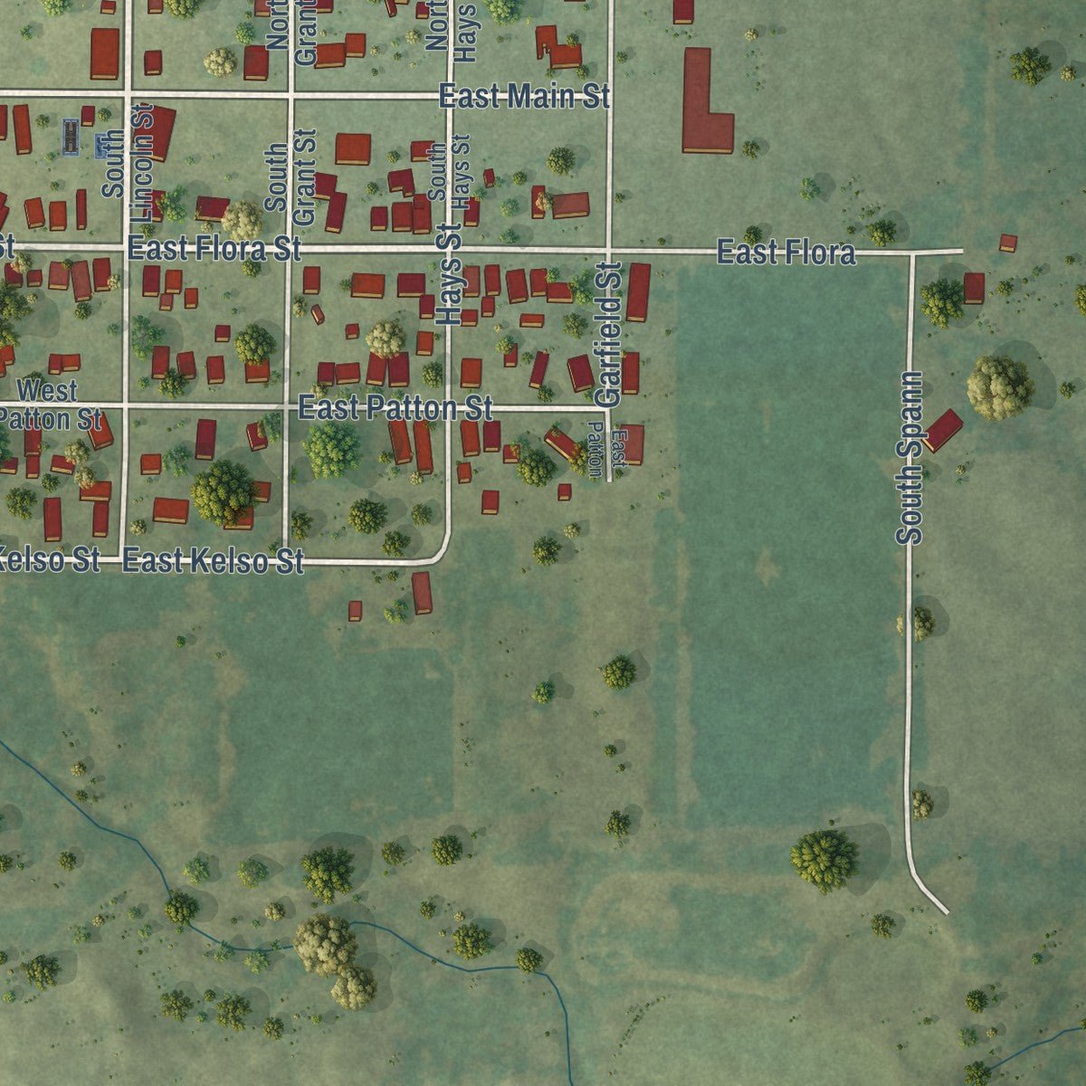 Second close-up of the map of Valier, Illinois print showing more streets and buildings