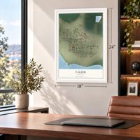 Valier, Montana map, 18 x 24 inch print in a white frame in a home office
