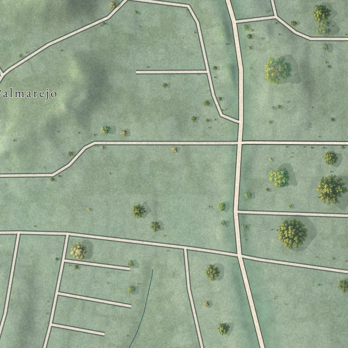 Second close-up of the map of Valle Hill, Puerto Rico print showing more streets and buildings