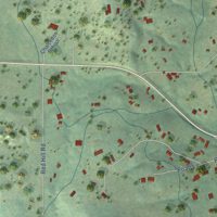 Second close-up of the map of Vallecito, California print showing more streets and buildings