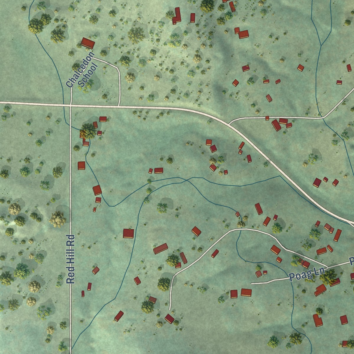 Second close-up of the map of Vallecito, California print showing more streets and buildings