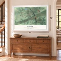 Valley, Chester County, Pennsylvania map, 24 x 36 inch print in a white frame above a dresser by a staircase