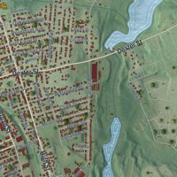 Second close-up of the map of Valley Falls, Rhode Island print showing more streets and buildings