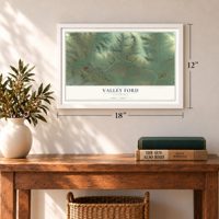 Valley Ford, California map, 12 x 18 inch print in a white frame in an entryway