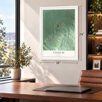 Valley Hi, Ohio map, 18 x 24 inch print in a white frame in a home office