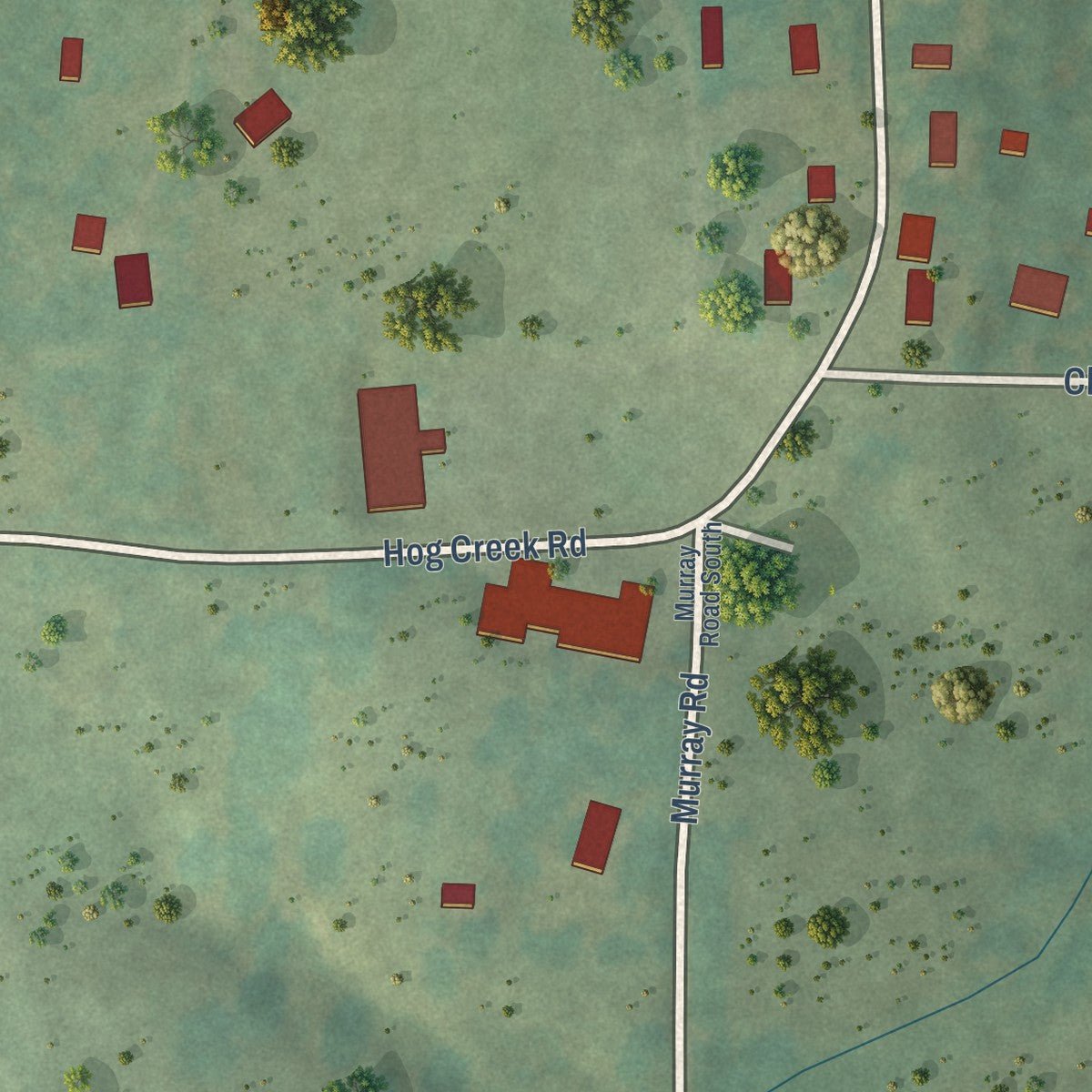 Second close-up of the map of Valley Springs, Arkansas print showing more streets and buildings