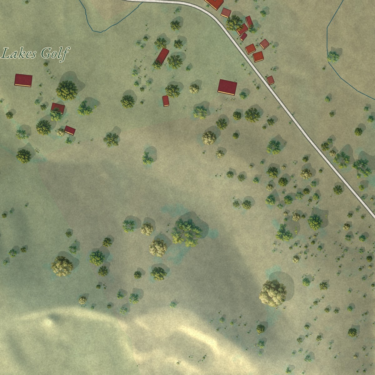 Second close-up of the map of Valley Springs, California print showing more streets and buildings