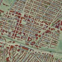 Second close-up of the map of Valley Stream, New York print showing more streets and buildings