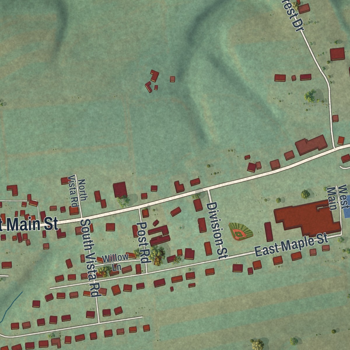 Second close-up of the map of Valley View, Schuylkill County, Pennsylvania print showing more streets and buildings