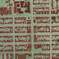 Second close-up of the map of Valley Village, California print showing more streets and buildings