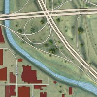 Second close-up of the map of Valverde, Colorado print showing more streets and buildings