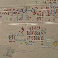 Second close-up of the map of Van Horn, Texas print showing more streets and buildings