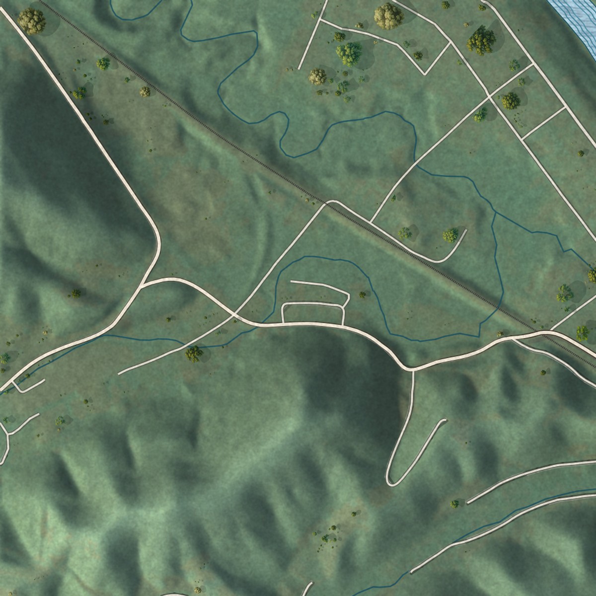 Second close-up of the map of Van Lear, Kentucky print showing more streets and buildings