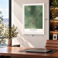 Van Vleck, Texas map, 18 x 24 inch print in a white frame in a home office