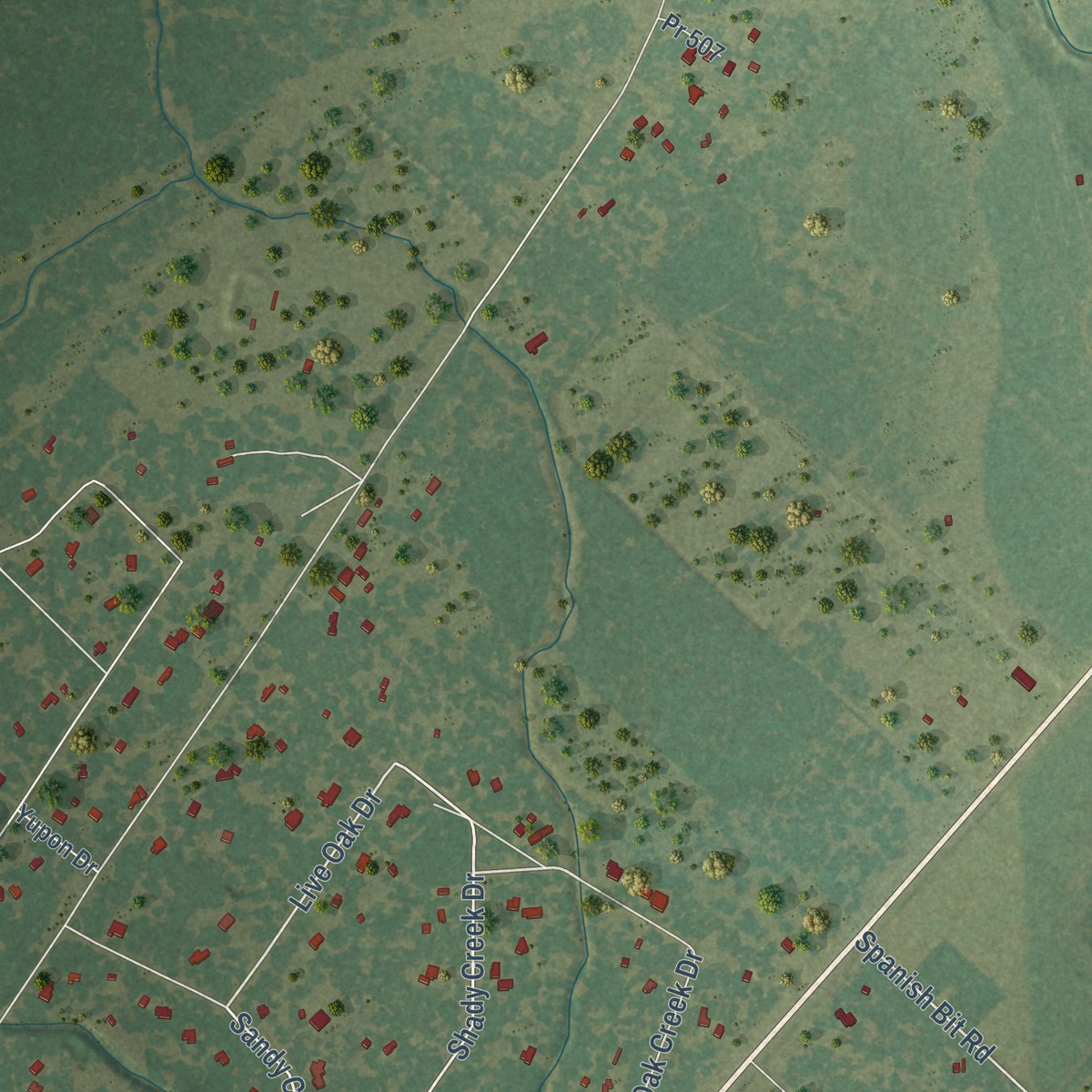 Second close-up of the map of Van Vleck, Texas print showing more streets and buildings