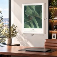 Van, West Virginia map, 18 x 24 inch print in a white frame in a home office