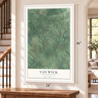 Van Wyck, South Carolina map, 24 x 36 inch print in a white frame by a staircase