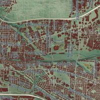 Second close-up of the map of Vancouver, Washington print showing more streets and buildings