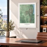 Vandalia, Ohio map, 18 x 24 inch print in a white frame in a home office