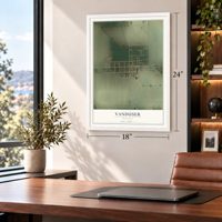 Vanduser, Missouri map, 18 x 24 inch print in a white frame in a home office