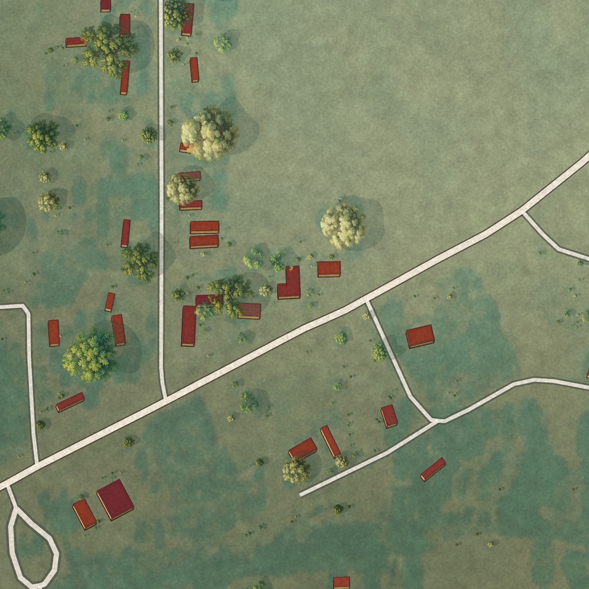 Second close-up of the map of Vanndale, Arkansas print showing more streets and buildings