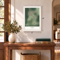 Varna, Illinois map, 12 x 18 inch print in a white frame in an entryway