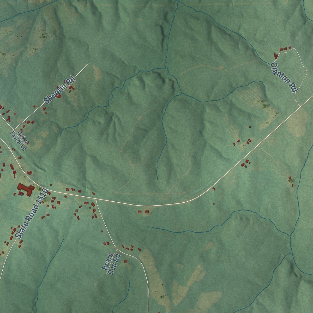 Second close-up of the map of Vaughan, North Carolina print showing more streets and buildings