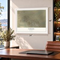 Vaughn, New Mexico map, 18 x 24 inch print in a white frame in a home office