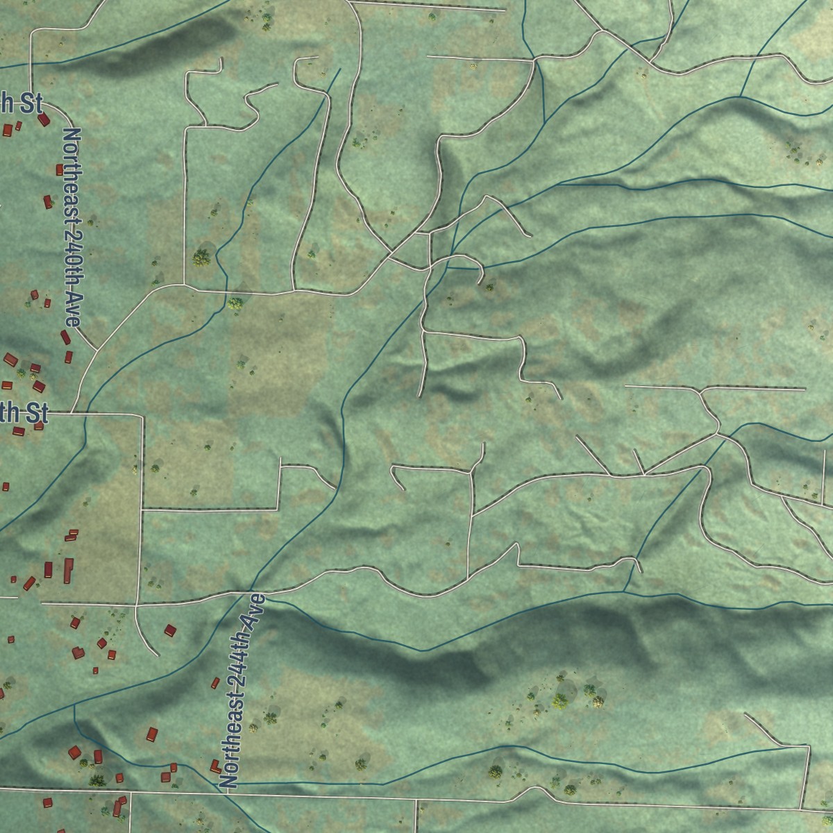 Second close-up of the map of Venersborg, Washington print showing more streets and buildings