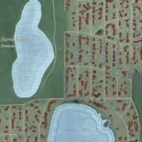 Second close-up of the map of Venetian Village, Illinois print showing more streets and buildings