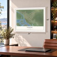 Venetie, Alaska map, 18 x 24 inch print in a white frame in a home office