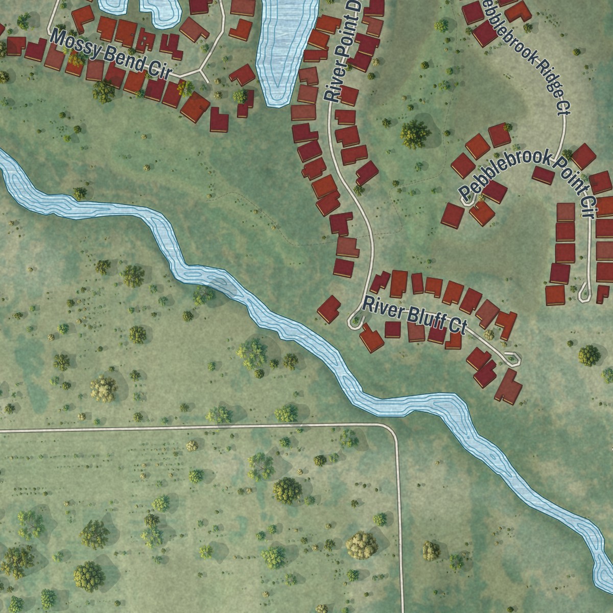 Second close-up of the map of Verandah, Florida print showing more streets and buildings