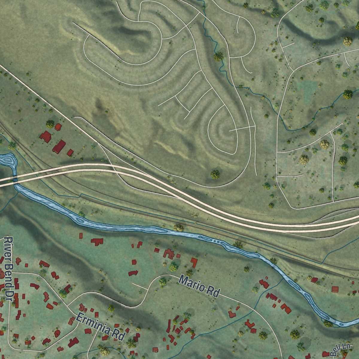 Second close-up of the map of Verdi, Nevada print showing more streets and buildings