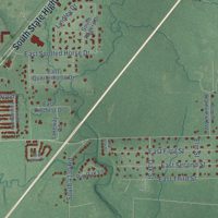 Second close-up of the map of Verdigris, Oklahoma print showing more streets and buildings