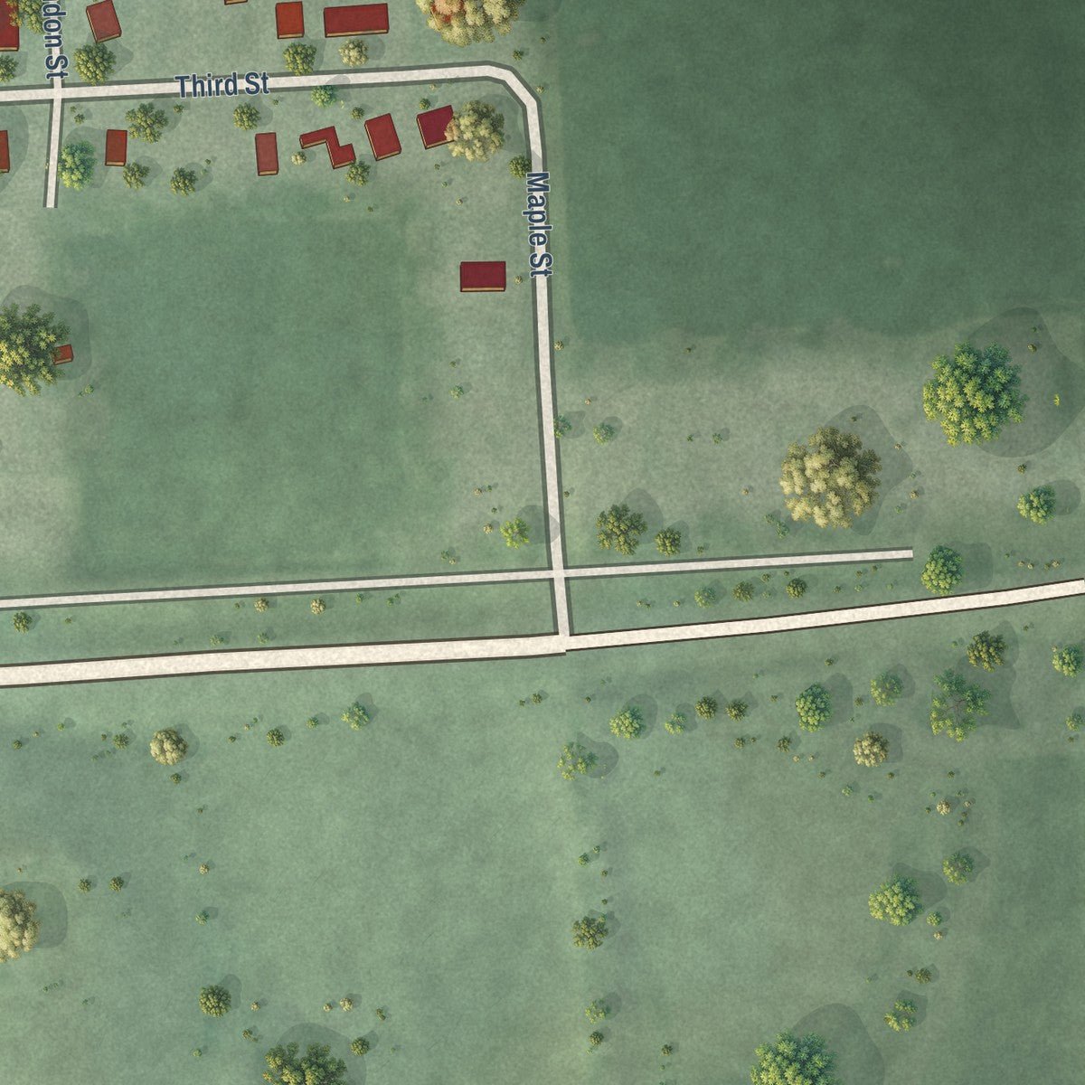 Second close-up of the map of Verdon, Nebraska print showing more streets and buildings