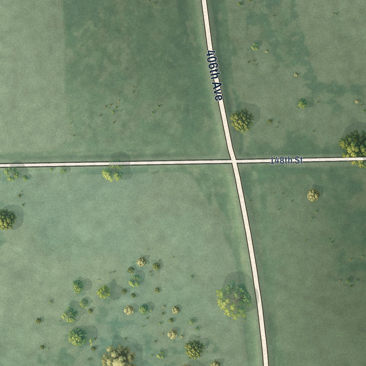 Second close-up of the map of Verdon, South Dakota print showing more streets and buildings