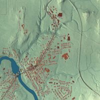 Close-up of the map of Vergennes, Vermont print showing terrain and local geography