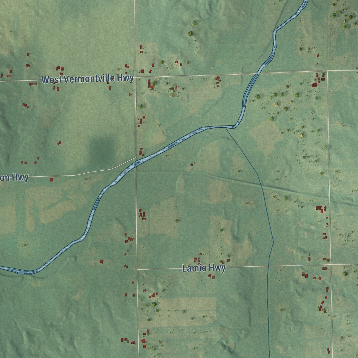 Second close-up of the map of Vermontville, Eaton County, Michigan print showing more streets and buildings