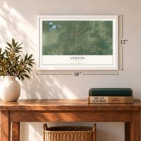 Vernon, Florida map, 12 x 18 inch print in a white frame in an entryway