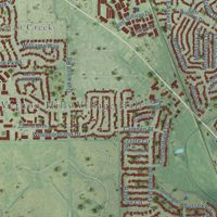 Second close-up of the map of Vernon Hills, Illinois print showing more streets and buildings